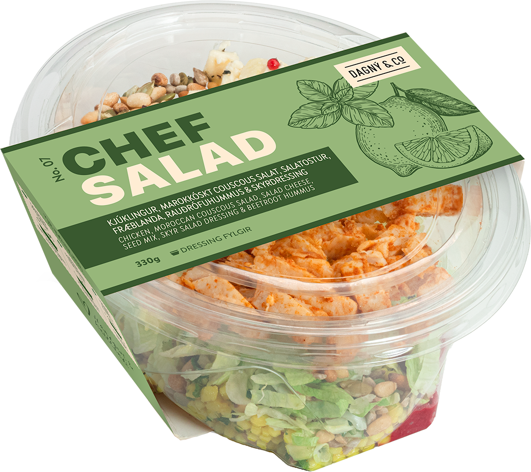 Chef salad - Chef salat með kjúkling, hummus og couscous