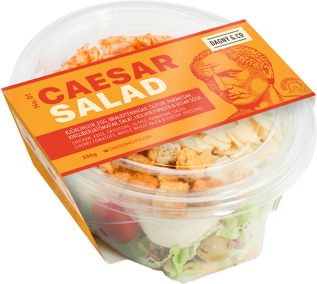 Caesar salad - Sesar salat með kjúkling, heilhveitipasta og sesar sósu