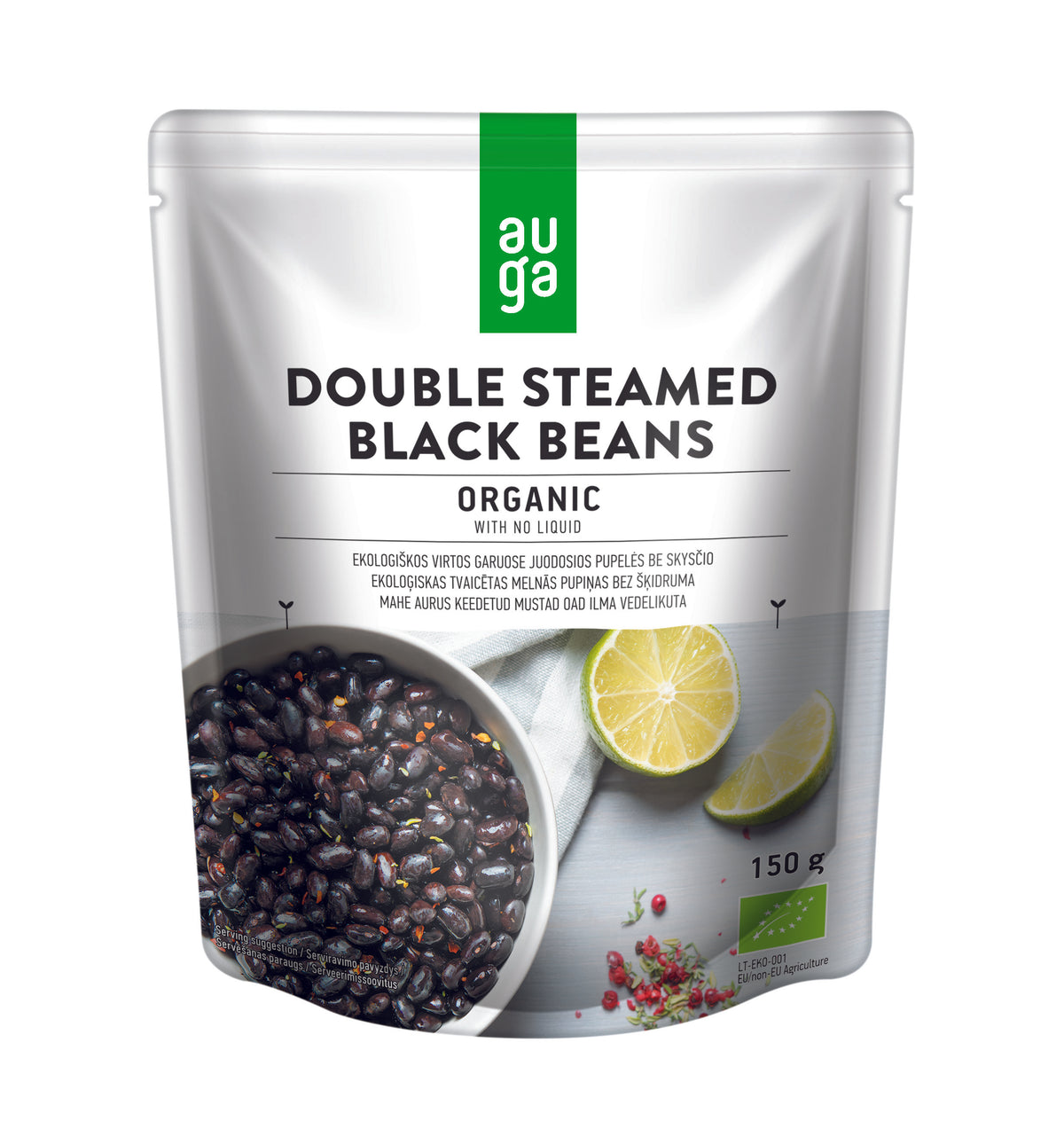 Auga organic double streamed black beans no brine150g