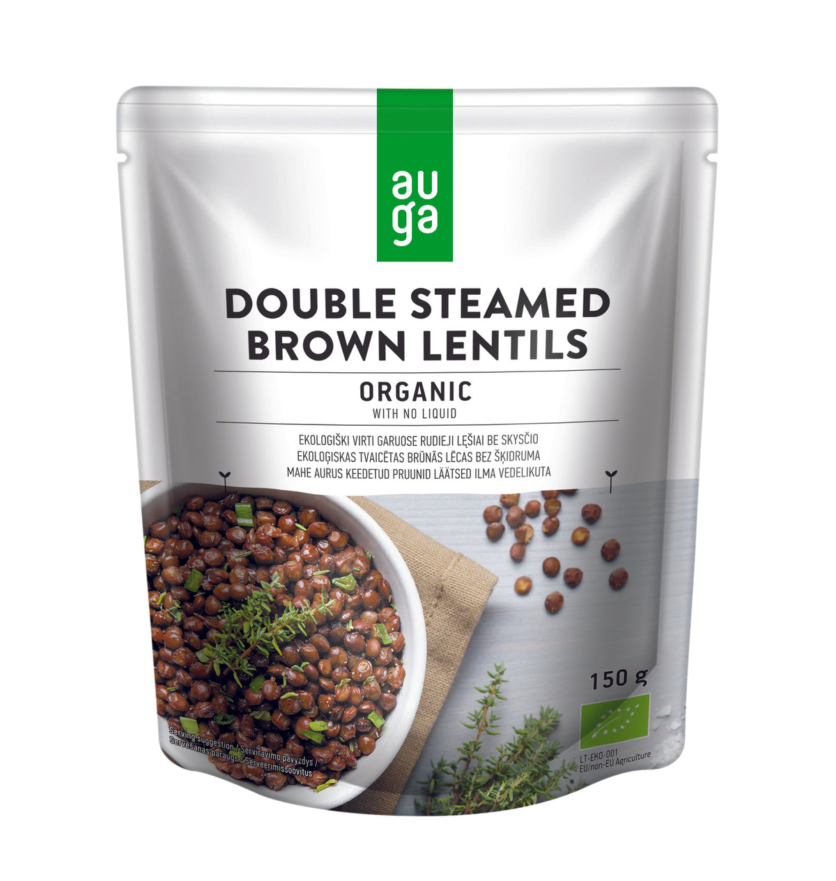 Auga organic double streamed brown lentils 150g